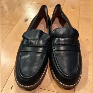 Black Leather Madewell Loafers
